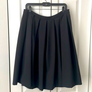 Box Pleated Theory skirt w/ side zip and underskirt of nude mesh.